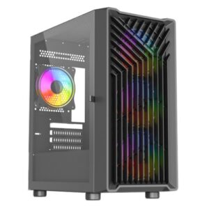 Vida Cyclone Black ARGB Gaming Case w/ Glass Window, Micro ATX, 4x ARGB Fans, Grill/Mesh Front - Image 2