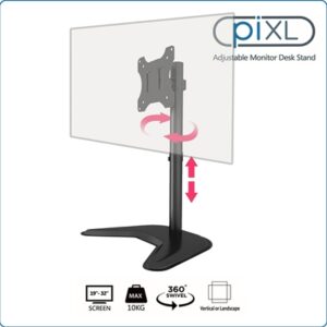 piXL Single Monitor Arm Desk Stand, For Screens up to 32", Max Weight 10Kg, Freestanding, Height Adjustable, Pivot, Swivel 360 - Image 2