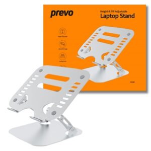 Prevo Aluminium Alloy Laptop Stand, Fit Devices from 11 to 17 Inches, Non-Slip Silicone, Height and Angle Adjustable - Image 2