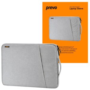 Prevo 14 Inch Laptop Sleeve, Side Pocket, Cushioned Lining, Light Grey - Image 3