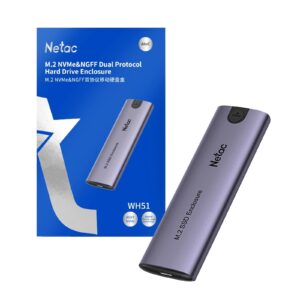 Netac M.2 NVMe/SATA External Enclosure, USB3.1, Aluminum, 10Gbps, USB C to C, USB C to A - Image 3