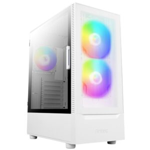 ANTEC NX410 Case, Gaming, White, Mid Tower, 1 x USB 3.0 / 2 x USB 2.0, Tempered Glass Side Window Panel, Addressable RGB LED Fans, ATX, Micro ATX, Mini-ITX - Image 2