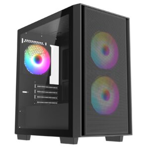 CRONUS Atlas Case, Gaming, Black, Micro Tower, 1 x USB 3.0 / 2 x USB 2.0, Tempered Glass Side Window Panel, Addressable RGB LED Fans, Micro ATX, Mini-ITX - Image 3