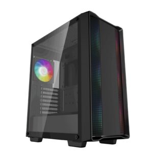 DeepCool CC560 ARGB V2 Case, Gaming, Black, Mid Tower, 1 x USB 3.0 / 1 x USB 2.0, Tempered Glass Side Window Panel, Abundant Airflow Performance, Addressable RGB LED Fans, ATX, Micro ATX, Mini-ITX - Image 3