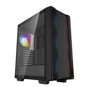 DeepCool CC560 ARGB V2 Case, Gaming, Black, Mid Tower, 1 x USB 3.0 / 1 x USB 2.0, Tempered Glass Side Window Panel, Abundant Airflow Performance, Addressable RGB LED Fans, ATX, Micro ATX, Mini-ITX - Image 2