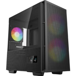 DeepCool CH360 Digital Gaming Case Black Mid Tower with Tempered Glass Side Window Panel, Advanced Cooling, USB 3.0/USB-C Ports, Pre-Installed Fans, Micro ATX/Mini-ITX - Image 3