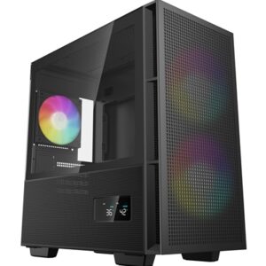 DeepCool CH360 Digital Gaming Case Black Mid Tower with Tempered Glass Side Window Panel, Advanced Cooling, USB 3.0/USB-C Ports, Pre-Installed Fans, Micro ATX/Mini-ITX - Image 2