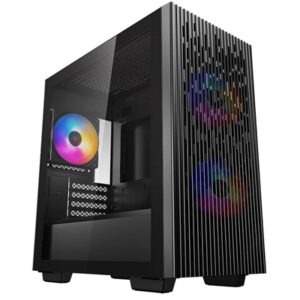 DeepCool MATREXX 40 3FS Case, Gaming, Black, Micro Tower, 1 x USB 3.0 / 1 x USB 2.0, Tempered Glass Side Window Panel, Mesh Front Panel for Optimized Airflow, Tri-Colour LED Fans, Micro ATX, Mini-ITX - Image 2