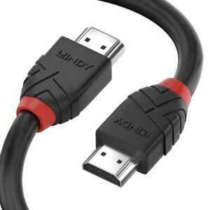 LINDY 36470 Black Line HDMI Cable, HDMI 2.0 (M) to HDMI 2.0 (M), 0.5m, Black & Red, Supports UHD Resolutions up to 4096x2160@60Hz, Triple Shielded Cable, Corrosion Resistant Copper Coated Steel with 30AWG Conductors, Retail Polybag Packaging - Image 2