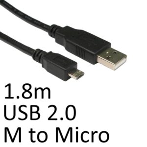 USB 2.0 A (M) to USB 2.0 Micro B (M) 1.8m Black OEM Data Cable - Image 2