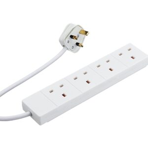 2m 4 Gang UK Mains Extension - White - Image 2