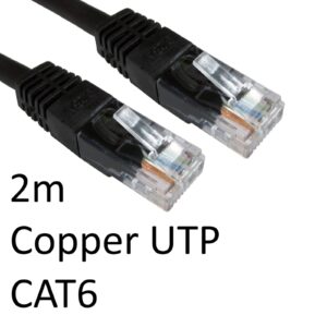 RJ45 (M) to RJ45 (M) CAT6 2m Black OEM Moulded Boot Copper UTP Network Cable - Image 3