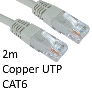 RJ45 (M) to RJ45 (M) CAT6 2m Grey OEM Moulded Boot Copper UTP Network Cable - Image 3