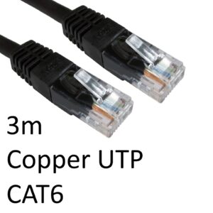 RJ45 (M) to RJ45 (M) CAT6 3m Black OEM Moulded Boot Copper UTP Network Cable - Image 3