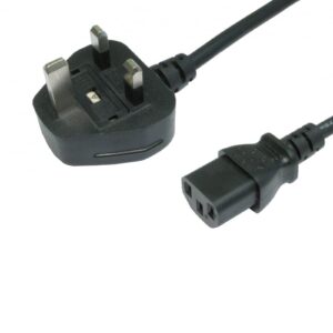 1.8m UK 3 Pin Plug To IEC C13 (Kettle) 5 Amp Fuse Mains Extension Cable - Black - Image 3