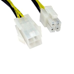 4-Pin ATX (M) to 4-Pin ATX (F) 0.28m Black and Yellow OEM Internal Extension Cable - Image 2