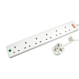 5m 6 Gang Surge Protected LED Indicator UK Mains Extension - White - Image 2