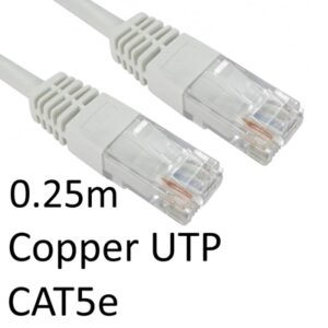 RJ45 (M) to RJ45 (M) CAT5e 0.25m White OEM Moulded Boot Copper UTP Network Cable - Image 2