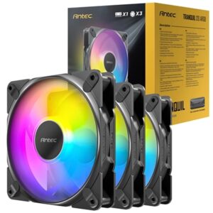 Antec Tranquil 120 ARGB 3-Pack Case Fans with Controller - 120mm High Performance PWM Fans with Addressable RGB Lighting and Fan Control Hub - Image 2