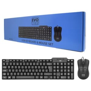 Evo Labs CM-500UK Wired Keyboard and Mouse Combo Set, USB Plug and Play, Full Size Qwerty UK Layout Keyboard with Optical Sensor Mouse, Ideal for Home or Office, Black - Image 2