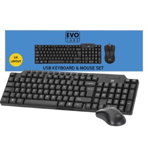 Evo Labs CM-501UK Wired Multimedia Keyboard and Mouse Combo Set, USB Plug and Play, Full Size Qwerty UK Layout Keyboard with Optical Sensor Mouse, Ideal for Home or Office, Black - Image 3