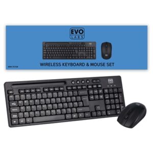 Evo Labs WM-757UK Wireless Keyboard and Mouse Combo Set, With Integrated Tablet/ Mobile/ Smartphone Stand, 2.4GHz Full Size Qwerty UK Layout Keyboard with Wireless Mouse, Ideal for Home/Office, Black - Image 2