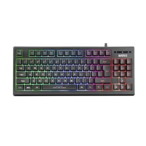 Marvo Scorpion K607 80% TKL Layout Gaming Keyboard, Multimedia, USB 2.0, Full Anti-ghosting, Ergonomic Compact Design, 3 Colour LED backlit with Adjustable Brightness, Black - Image 2