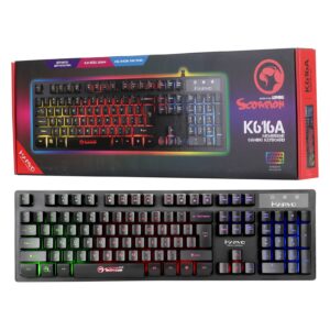 Marvo Scorpion K616A Gaming Keyboard, 3 Colour LED Backlit, USB 2.0, Frameless and Compact Design with Multi-Media and Anti-ghosting Keys, UK Layout - Image 3