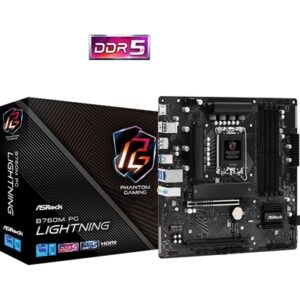 ASRock B760M PG Lightning Intel 1700 Socket Motherboard, Micro-ATX, 4x DDR5 Slots, 4x M.2 Sockets, 1x USB-C Port, 2.5GbE LAN, 1x DisplayPort / 1x HDMI Port - Image 2