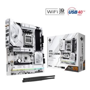 ASRock X870 STEEL LEGEND WIFI AMD AM5 Socket Motherboard, ATX, 4x DDR5 Slots, 3x M.2 Sockets, 3x USB-C Port, Fitted I/O Shield, 2.5GbE LAN, Wi-Fi 7, 1x HDMI Port / 2x USB-C (USB4) - Image 3