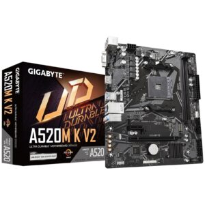 Gigabyte A520M K V2 Ultra Durable AMD AM4 Socket Motherboard, Micro-ATX, 2x DDR4 Slots, 1x M.2 Socket, GbE LAN, 1x D-Sub / 1x HDMI Port - Image 3