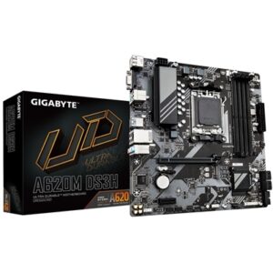 Gigabyte A620M DS3H Ultra Durable AMD AM5 Socket Motherboard, Micro-ATX, 4x DDR5 Slots, 1x M.2 Socket, 1x USB-C Port, GbE LAN, 1x D-Sub / 1x DisplayPort / 1x HDMI Port - Image 2