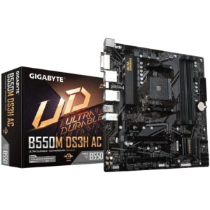 Gigabyte B550M DS3H AC Ultra Durable AMD AM4 Socket Motherboard, Micro-ATX, 4x DDR4 Slots, 2x M.2 Sockets, GbE LAN, Wi-Fi 5, 1x DVI-D / 1x HDMI Port - Image 3