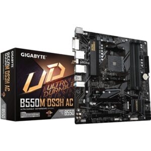 Gigabyte B550M DS3H AC Ultra Durable AMD AM4 Socket Motherboard, Micro-ATX, 4x DDR4 Slots, 2x M.2 Sockets, GbE LAN, Wi-Fi 5, 1x DVI-D / 1x HDMI Port - Image 2