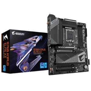 Gigabyte B760 AORUS ELITE AX Intel 1700 Socket Motherboard, ATX, 4x DDR5 Slots, 3x M.2 Sockets, 2x USB-C Port, Fitted I/O Shield, 2.5GbE LAN, Wi-Fi 6E, 1x DisplayPort / 1x HDMI Port - Image 3