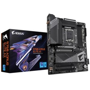 Gigabyte B760 AORUS ELITE AX Intel 1700 Socket Motherboard, ATX, 4x DDR5 Slots, 3x M.2 Sockets, 2x USB-C Port, Fitted I/O Shield, 2.5GbE LAN, Wi-Fi 6E, 1x DisplayPort / 1x HDMI Port - Image 2