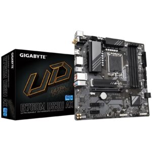 Gigabyte B760M DS3H AX Ultra Durable Intel 1700 Socket Motherboard, Micro-ATX, 4x DDR5 Slots, 2x M.2 Sockets, 1x USB-C Port, 2.5GbE LAN, Wi-Fi 6E, 2x DisplayPorts / 1x HDMI Port - Image 3