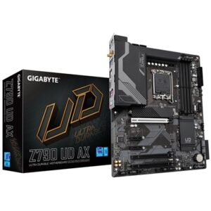 Gigabyte Z790 UD AX Ultra Durable Intel 1700 Socket Motherboard, ATX, 4x DDR5 Slots, 3x M.2 Sockets, 2x USB-C Port, Fitted I/O Shield, 2.5GbE LAN, Wi-Fi 6E, 1x DisplayPort / 1x HDMI Port - Image 2