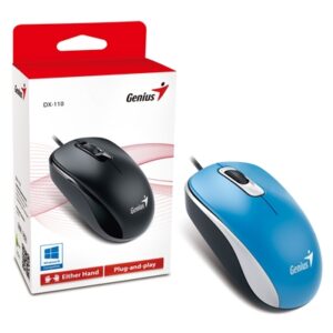 Genius DX-110 Wired USB Plug and Play Mouse, 1000 DPI Optical Tracking, 3 Button with Scroll Wheel, Ambidextrous Design with 1.5m Cable, Blue - Image 2