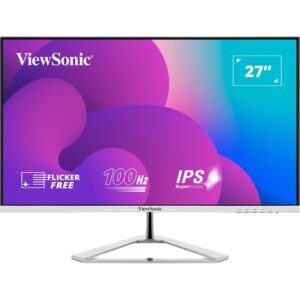 Viewsonic VX2776-SMH 27 Inch IPS Frameless Monitor, Full HD, 100Hz, 4ms, VGA, 2xHDMI, Int PSU, VESA, Chrome Stand, Speakers - Image 3