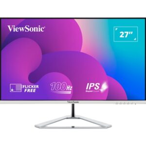 Viewsonic VX2776-SMH 27 Inch IPS Frameless Monitor, Full HD, 100Hz, 4ms, VGA, 2xHDMI, Int PSU, VESA, Chrome Stand, Speakers - Image 2