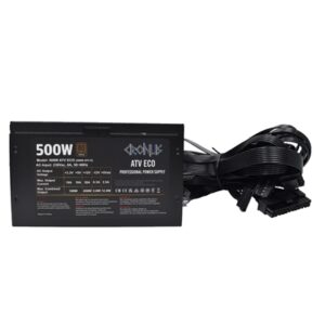 CRONUS 500W ATV ECO PSU, 120mm Silent Cooling Fan, 80 PLUS Bronze, Non Modular, Flat Black Cables, White Box - Image 2