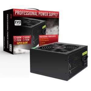 EVO LABS BR600-12BL 600W PSU,120mm Black Silent Fan with Improved Ventilation, Non Modular, High-Efficiency, PFC Certified, CE Compliant, Retail Packaged - Image 2