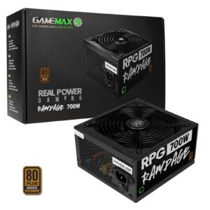 GAMEMAX RPG Rampage 700W PSU, 140mm Ultra Silent Fan, 80 PLUS Bronze, Non Modular, Flat Black Cables, Japanese TK Main Capacitor Fitted - Image 3