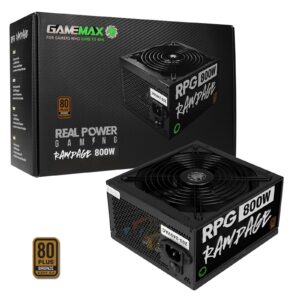 GAMEMAX RPG Rampage 800W PSU, 140mm Ultra Silent Fan, 80 PLUS Bronze, Non Modular, Flat Black Cables, Japanese TK Main Capacitor Fitted - Image 3