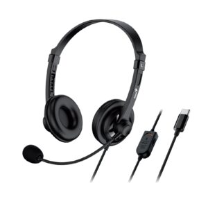 Genius HS-230U Headset with Mic, USB-C Connection, Plug and Play, Adjustable Headband and microphone with In-line Volume Control, Black - Image 3