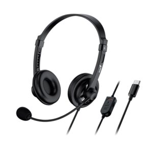 Genius HS-230U Headset with Mic, USB-C Connection, Plug and Play, Adjustable Headband and microphone with In-line Volume Control, Black - Image 2