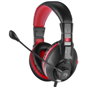 Marvo Scorpion H8321S Gaming Headset, Stereo Sound, Flexible Omnidirectional Microphone, 40mm Audio Drivers, On-ear Volume Control, 3.5mm Connection, Black and Red - Image 3