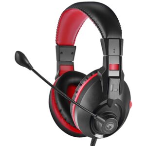 Marvo Scorpion H8321S Gaming Headset, Stereo Sound, Flexible Omnidirectional Microphone, 40mm Audio Drivers, On-ear Volume Control, 3.5mm Connection, Black and Red - Image 2