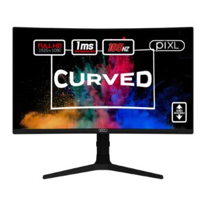 piXL CM27C7 27 Inch Curved Monitor, 165Hz, 1ms, Frameless, Freesync / G-Sync, Full HD, HDMI, Display Port, USB, Black with RGB Lighting, VESA Mount, Height Adjustable - Image 3